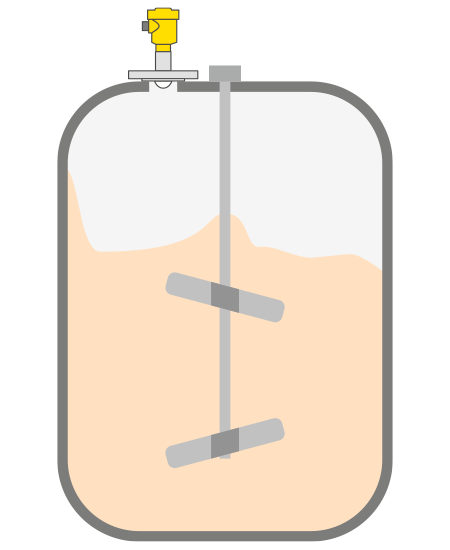 Level measurement in the mixing tank for soft cheese production