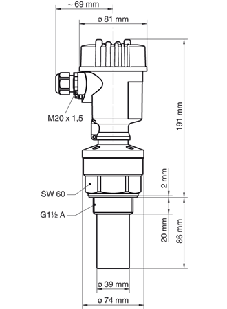 VEGASON S61 - Czujnik ultradźwiękowy do ciągłego pomiaru poziomu dla zakresów pomiarowych do 5 m